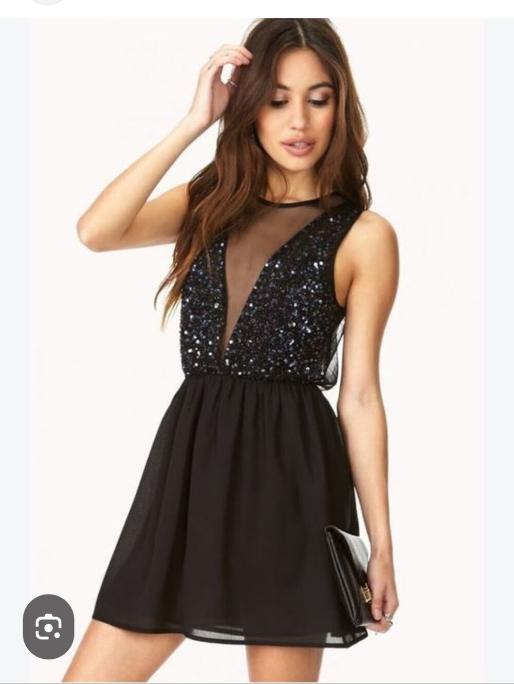 Forever 21 Vintage Old Money Mob Wife Glam Sequin Plunge Front/Back Size Small